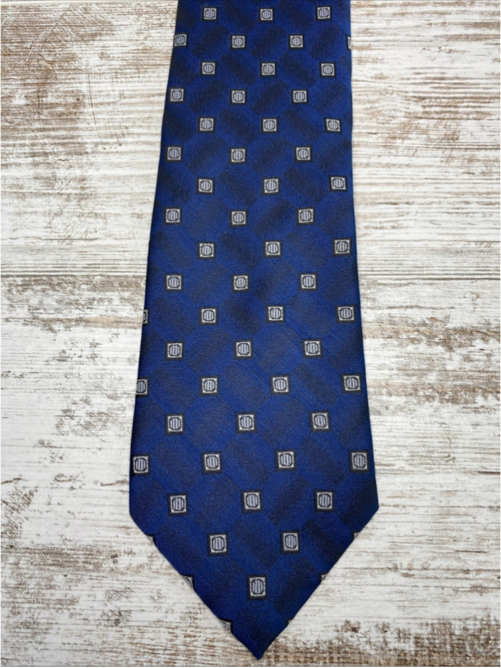 Stafford Essentials Tie Blue Extra Long Geometric Pattern Classic Mens Polyester